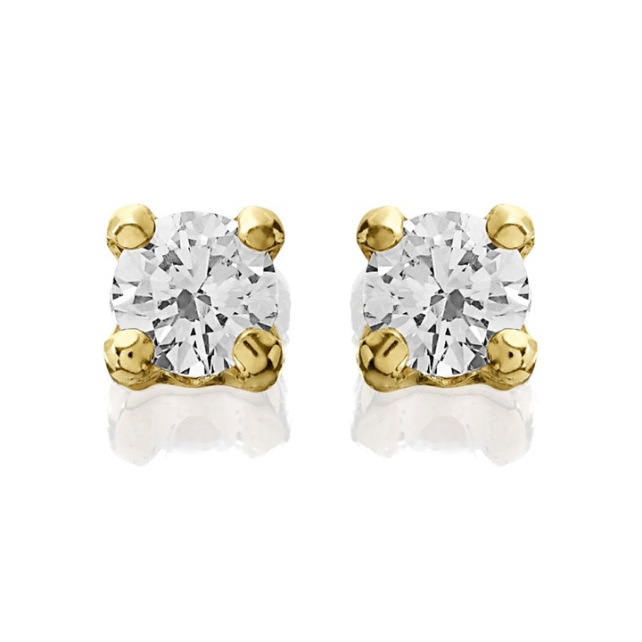 9ct Gold Cubic Zirconia Solitaire Stud Earrings - 4mm - G2929