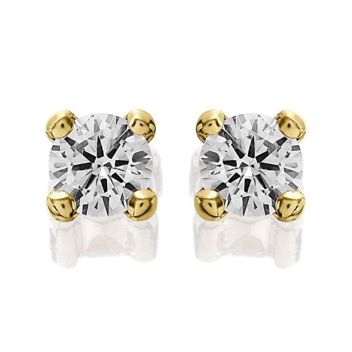 9ct Gold Cubic Zirconia Solitaire Stud Earrings - 6mm - G2930