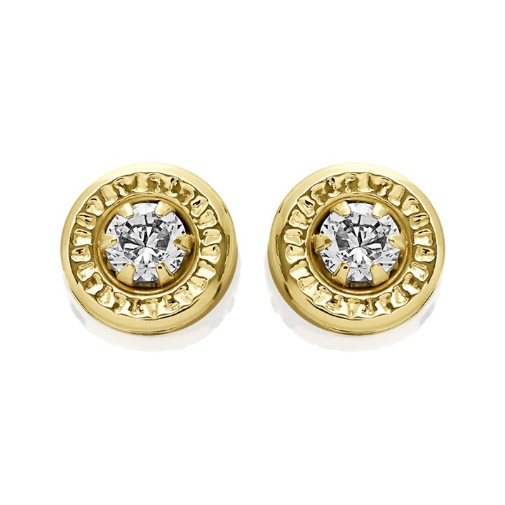 9ct Gold Cubic Zirconia Stud Earrings - 6mm - G2931