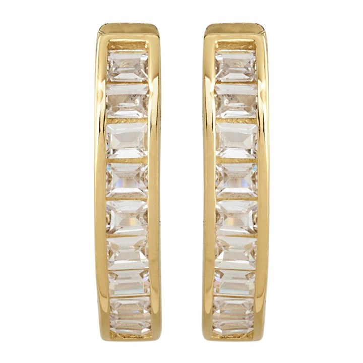 9ct Gold Cubic Zirconia Half Hoop Earrings - 13mm - G2935