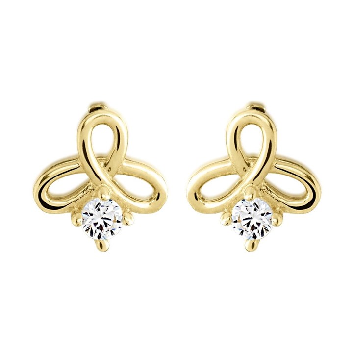 9ct Gold Cubic Zirconia Trefoil Stud Earrings - 7mm - G2938