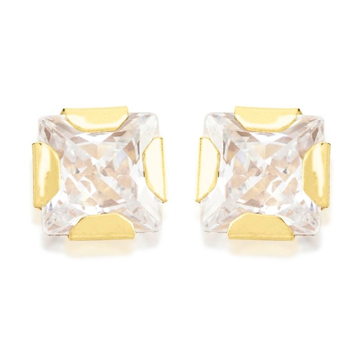 9ct Gold Cubic Zirconia Stud Earrings - 4mm - G2942