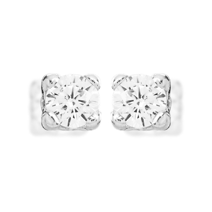 9ct White Gold Cubic Zirconia Solitaire Stud Earrings - 2mm - G2946
