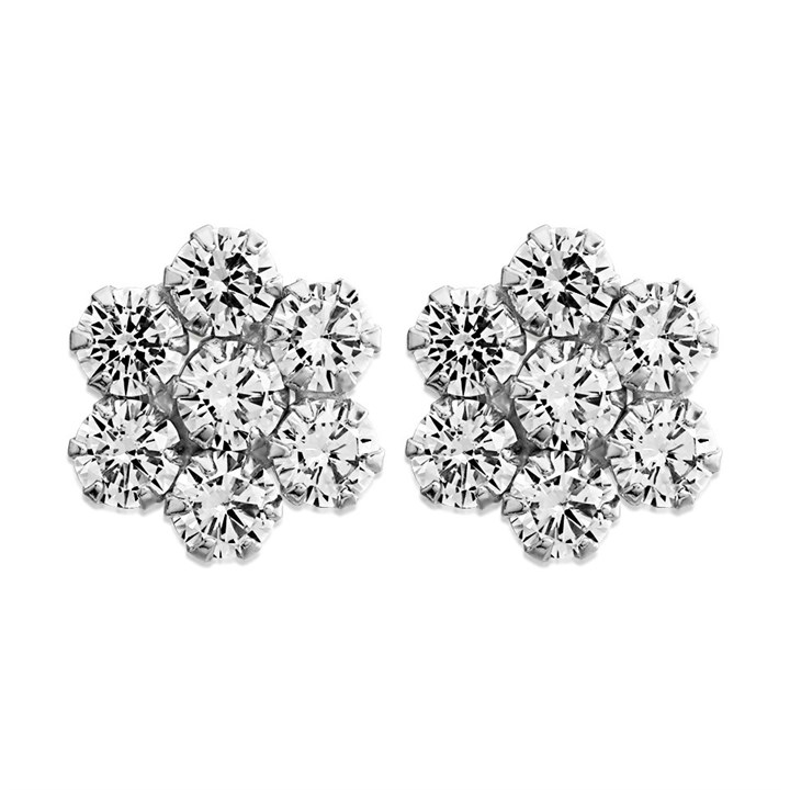 9ct White Gold Cubic Zirconia Cluster Earrings - G2947