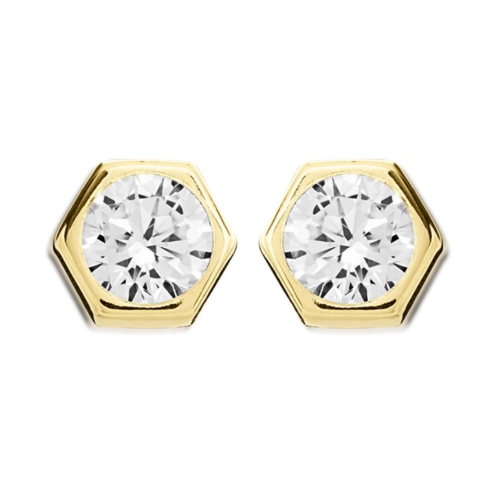 9ct Gold Cubic Zirconia Stud Earrings - 4.5mm - G2948