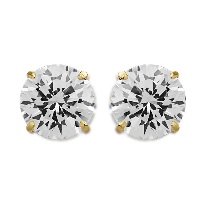 9ct Gold Cubic Zirconia Stud Earrings - 7mm - G3018