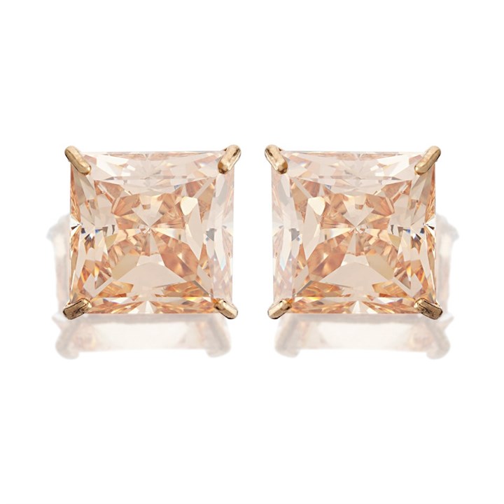 9ct Gold Honey Cubic Zirconia Stud Earrings - 6mm - G3133