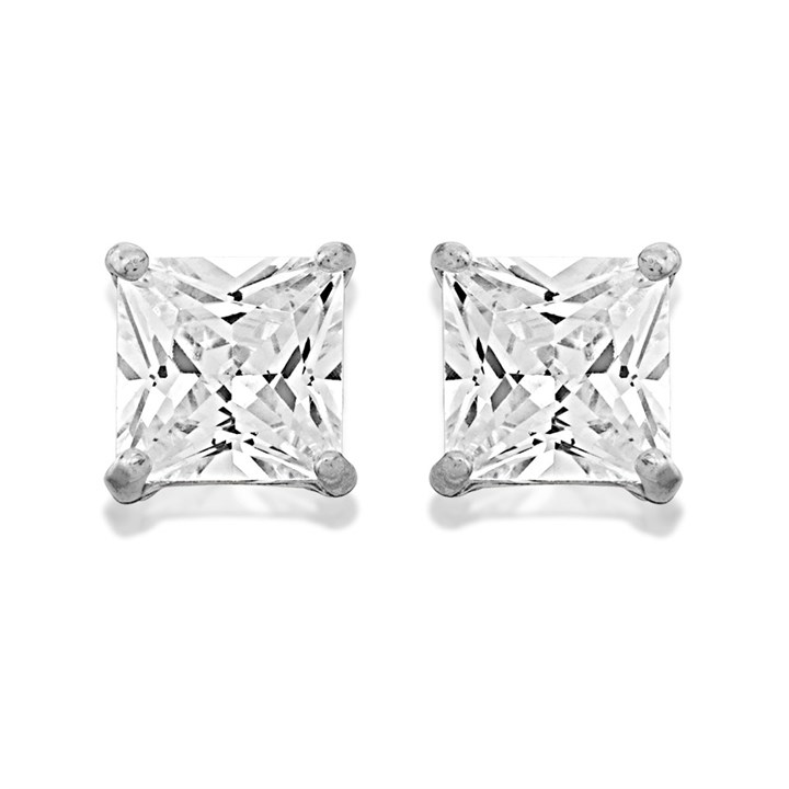 9ct White Gold Cubic Zirconia Stud Earrings - 4mm - G32103