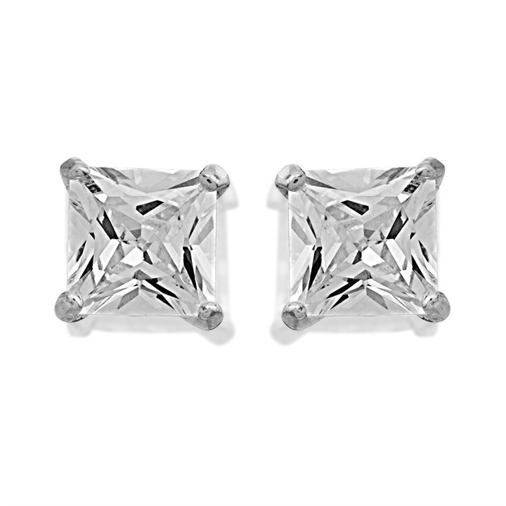 9ct White Gold Cubic Zirconia Stud Earrings - 5mm - G32104