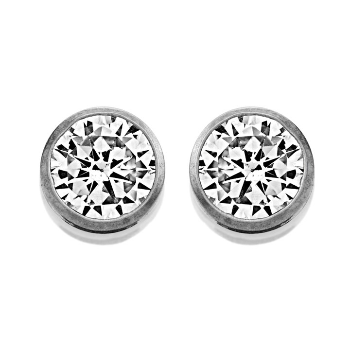 9ct White Gold Cubic Zirconia Stud Earrings - 4mm - G32109