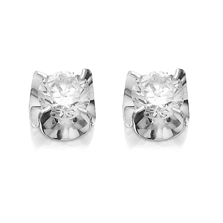 9ct White Gold Cubic Zirconia Stud Earrings - 5mm - G3250