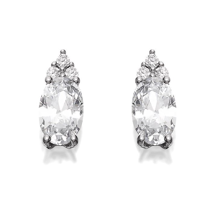 9ct White Gold Cubic Zirconia Pear Cluster Earrings - 6mm - EXCLUSIVE - G3251