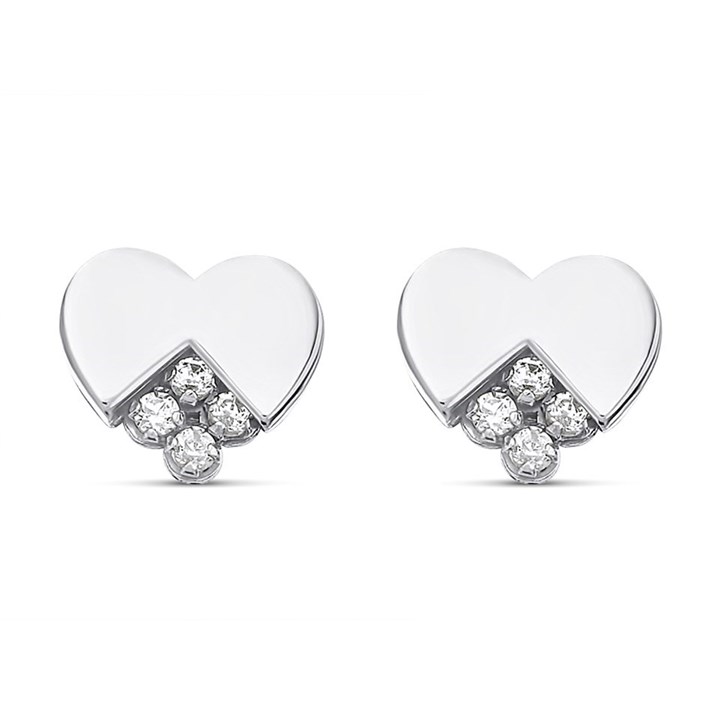 9ct White Gold Cubic Zirconia Heart Stud Earrings - 5mm - G3275