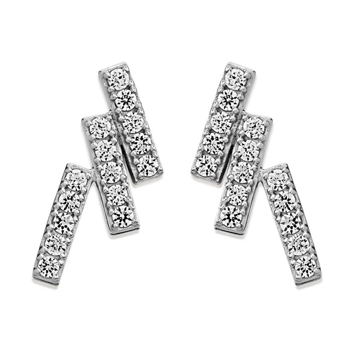 9ct White Gold Cubic Zirconia Stud Earrings - 13mm - G3298