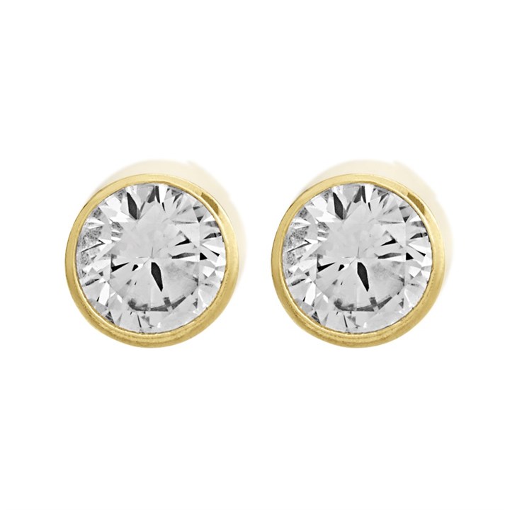 9ct Gold Cubic Zirconia Stud Earrings - 4mm - G3299