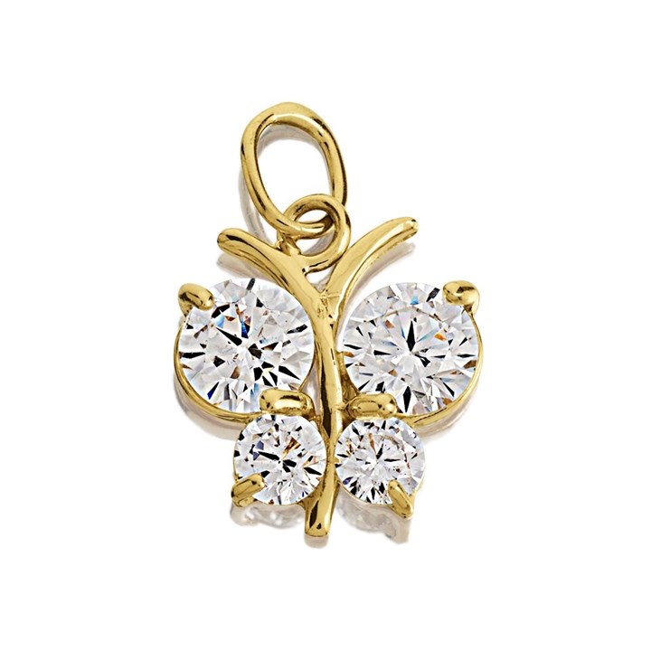 9ct Gold Cubic Zirconia Butterfly Charm - G3328