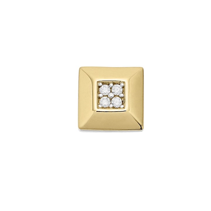 9ct Gold Cubic Zirconia Square Single Stud Earring - 7mm - G3412