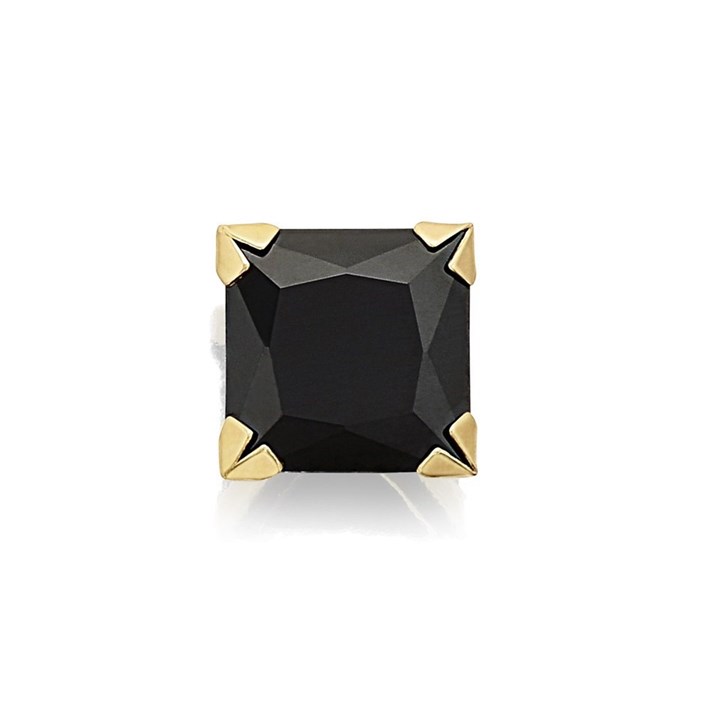 9ct Gold Black Cubic Zirconia Single Stud Earring - 8mm - G3420