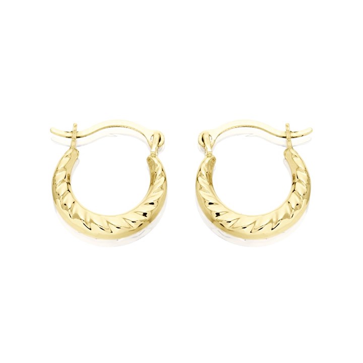 9ct Gold Creole Hoop Earrings - 10mm - G41104