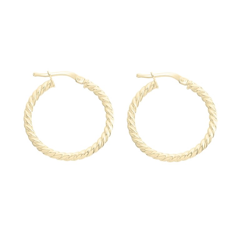 9ct Gold Twist Hoop Earrings - 23mm - G41151