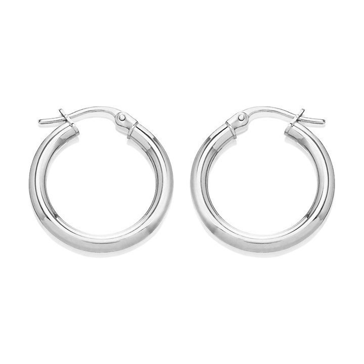 9ct White Gold Hoop Earrings - 20mm - G41155