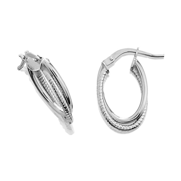 9ct White Gold Hoop Earrings - 19mm - G41161