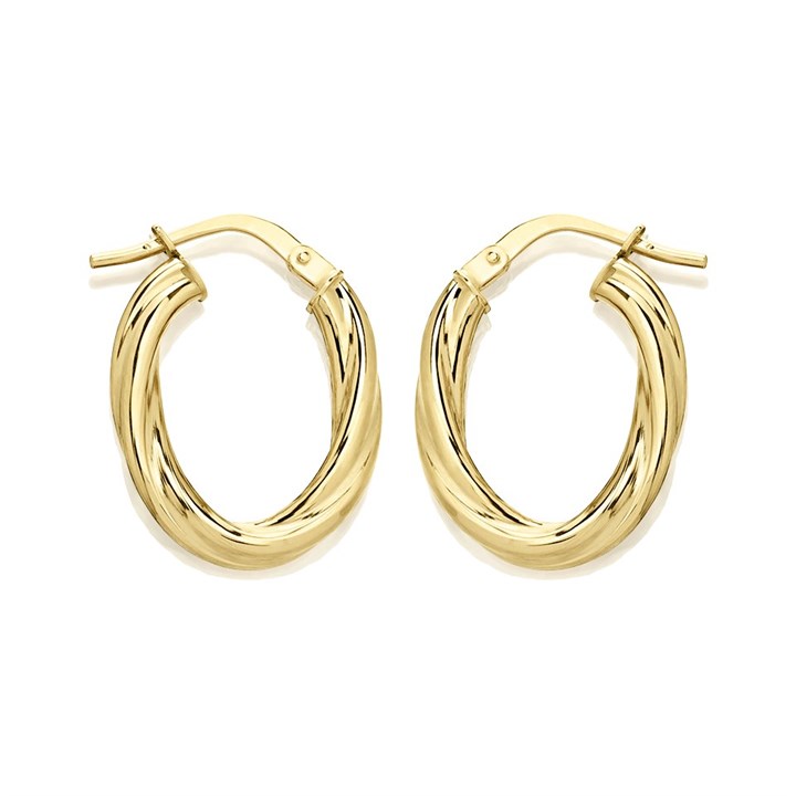 9ct Gold Twist Hoop Earrings - 20mm - G41163