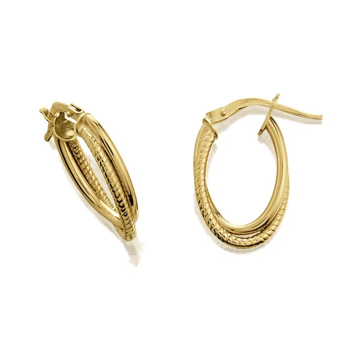 9ct Gold Double Hoop Earrings - 19mm - G41164