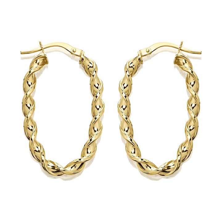 9ct Gold Twist Hoop Earrings - 32mm - G41167