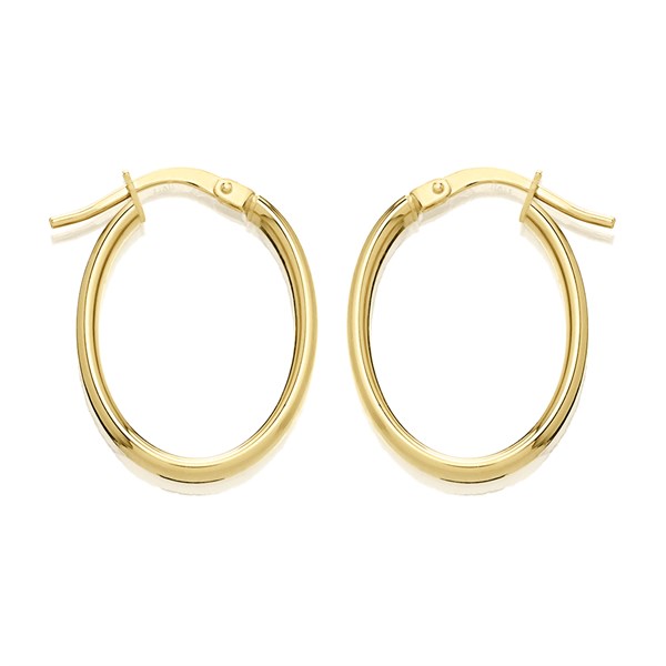 9ct Gold Oval Hoop Earrings 22mm G41169 F.Hinds Jewellers