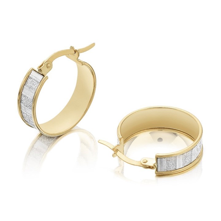 9ct Gold Moon Dust Hoop Earrings - 15mm - G4146
