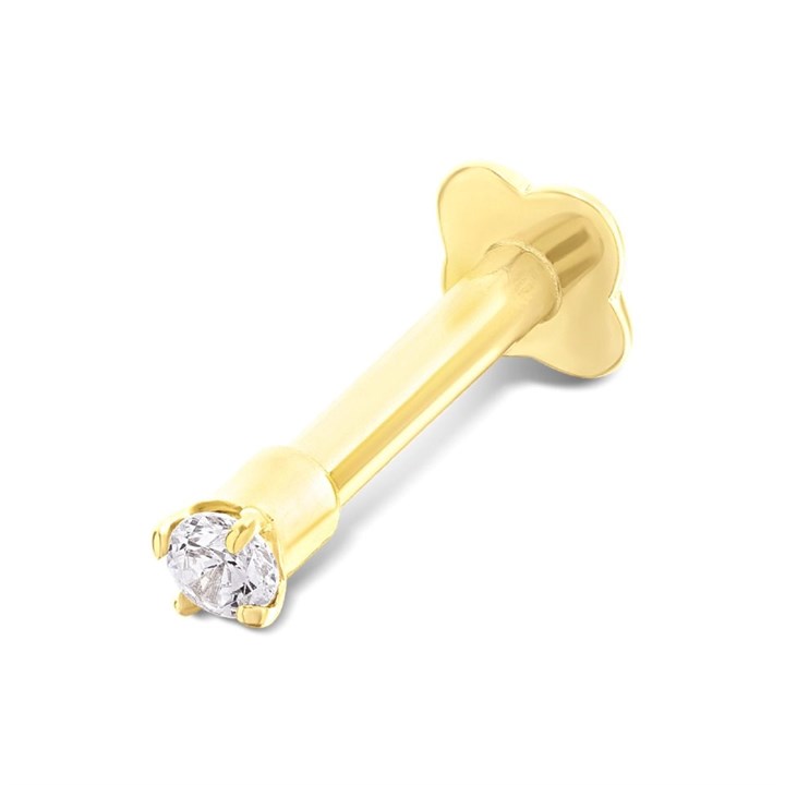 9ct Gold Cubic Zirconia Labret Piercing Stud - G4236