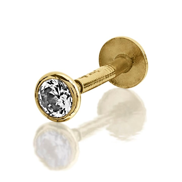 9ct Gold Cubic Zirconia Labret Piercing Stud - G4242