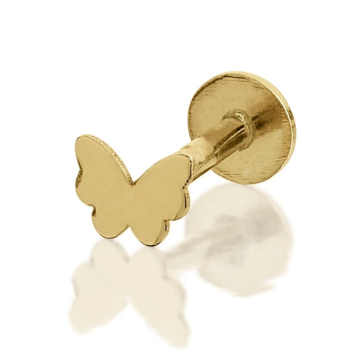 9ct Gold Butterfly Labret Piercing Stud - G4243