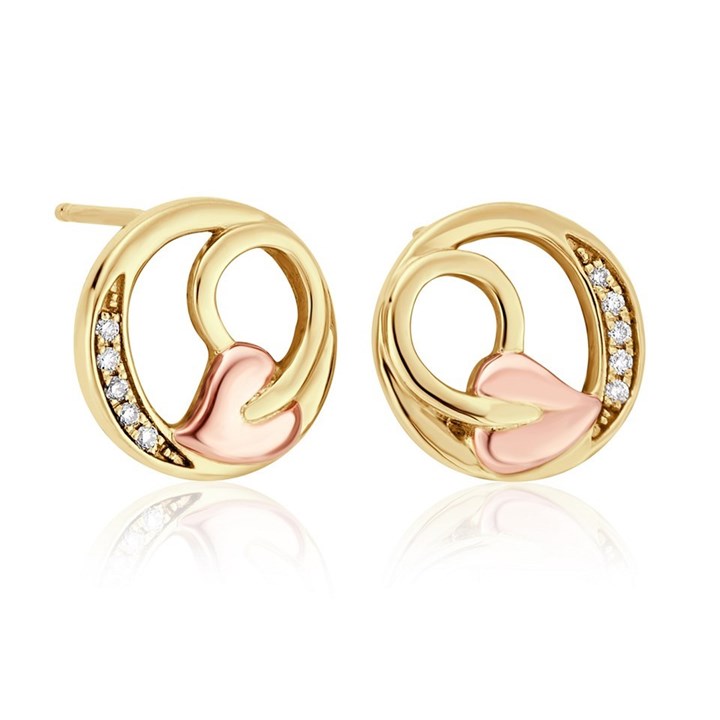 Clogau 9ct Yellow And Rose Gold Tree Of Life Diamond Stud Earrings - G44192