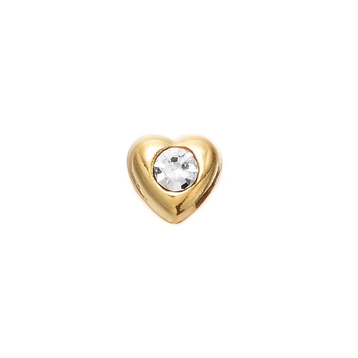 9ct Gold Heart Shaped Crystal Nose Stud - 4mm - G4503