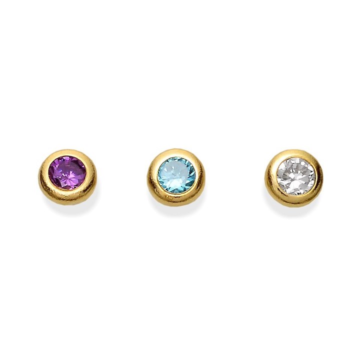 9ct Gold Blue Topaz, Amethyst And Cubic Zirconia Nose Stud Boxed Set - G4554
