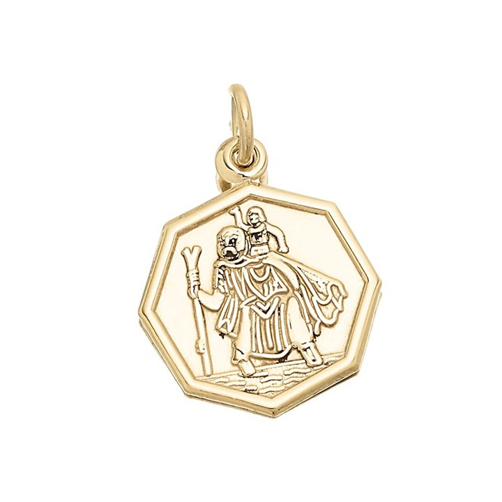 9ct Gold Octagonal St. Christopher Medallion - 14mm - G5319