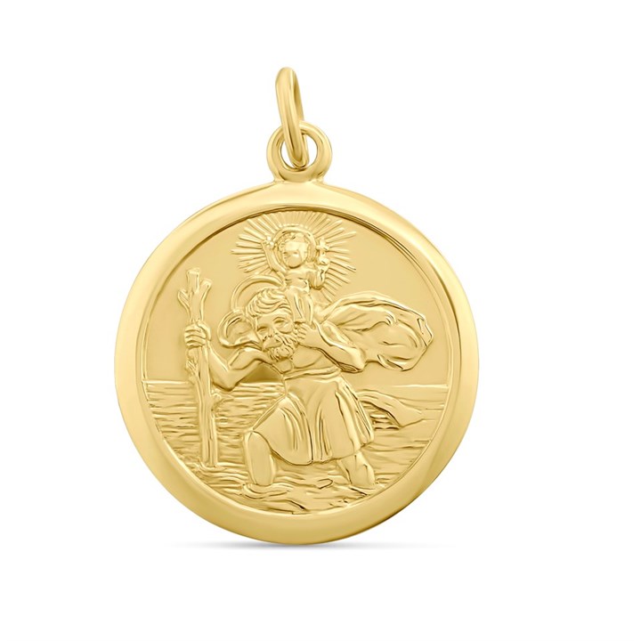 9ct Gold Double Sided St. Christopher Medallion - 18mm - G5392