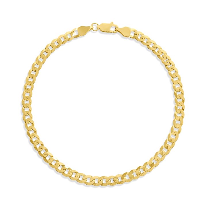 9ct Gold 5mm Faceted Curb Chain Bracelet - G5670