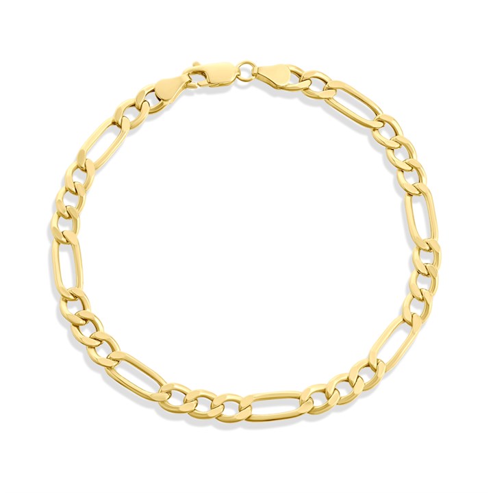 9ct Gold 5.5mm Wide Figaro 8.5in Bracelet - G5675