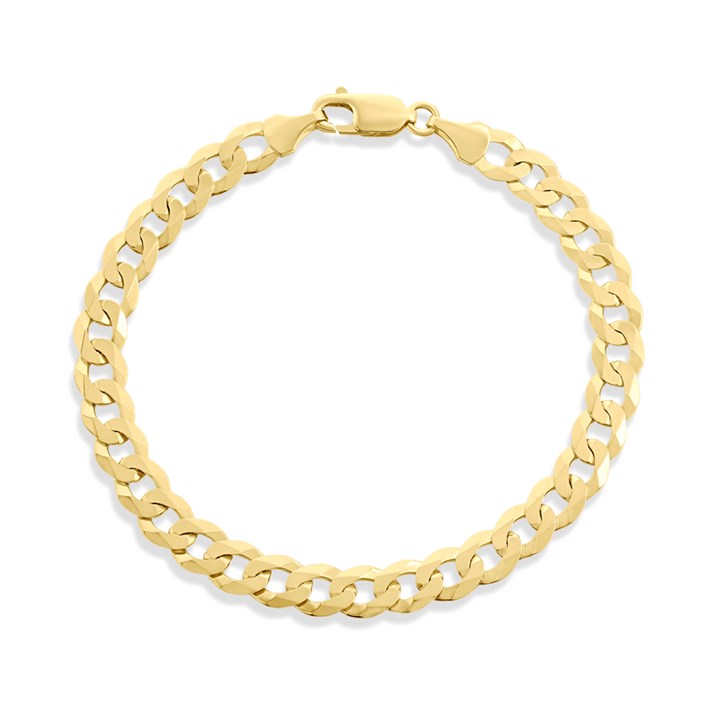 9ct Gold 6.8mm Wide Curb 8in Bracelet - G5677