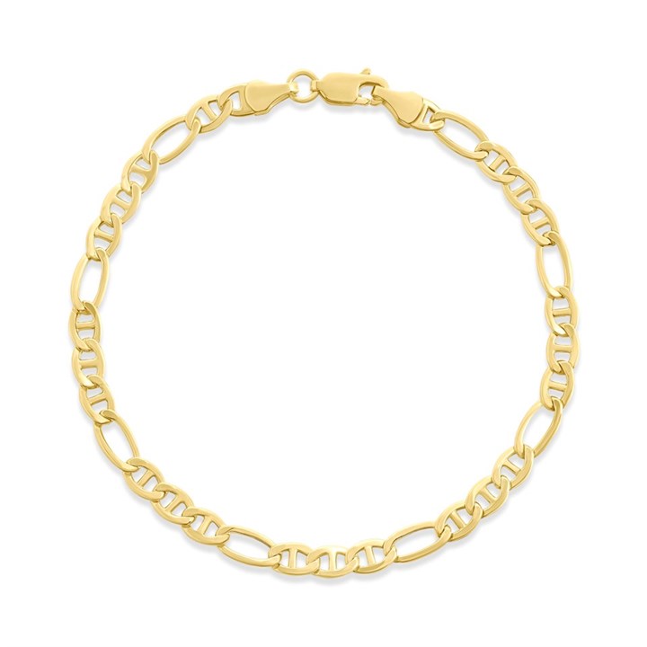 AUREUS Sterling Silver & 9ct Bonded Gold 7.5in Figarucci Bracelet - G60114