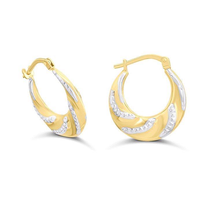 AUREUS Sterling Silver & 9ct Bonded Gold Two Colour Creole Earring - G60190