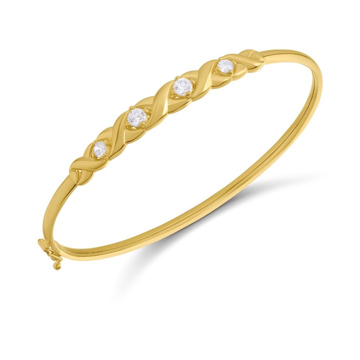 AUREUS Sterling Silver & 9ct Bonded Gold Cubic Zirconia Bangle - G6046