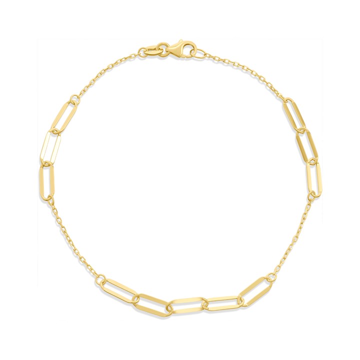 9ct Gold Paperlink Station 7.5in Bracelet - G64120