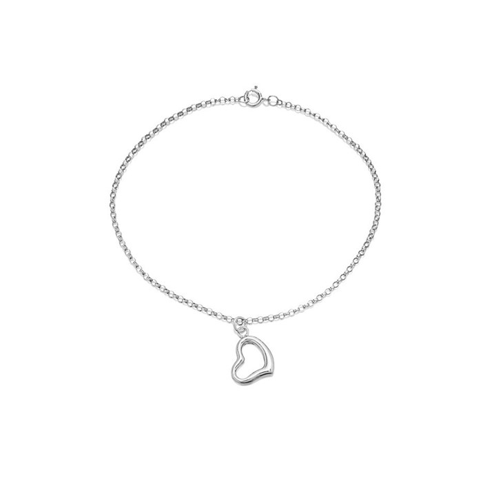 9ct White Gold Heart Charm Bracelet - G6440