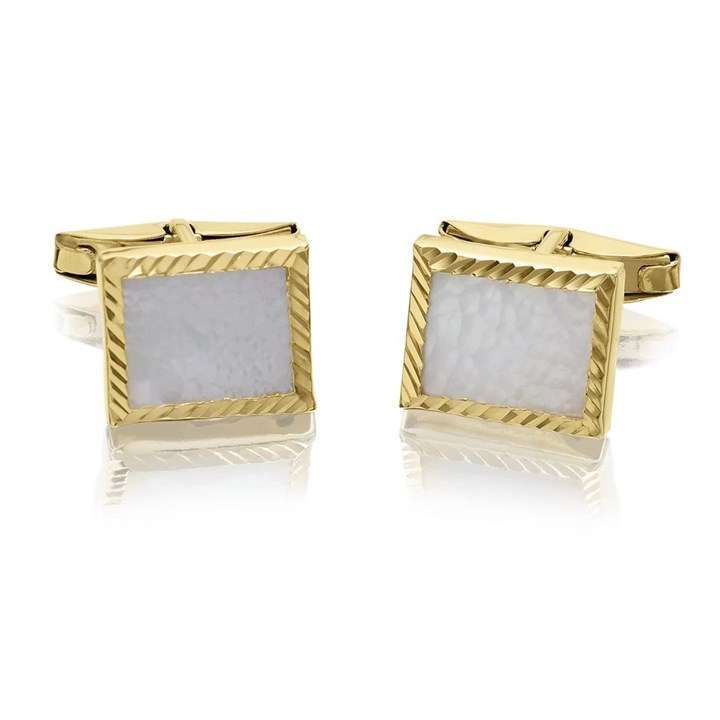 9ct Gold Mother Of Pearl Cufflinks - G6604