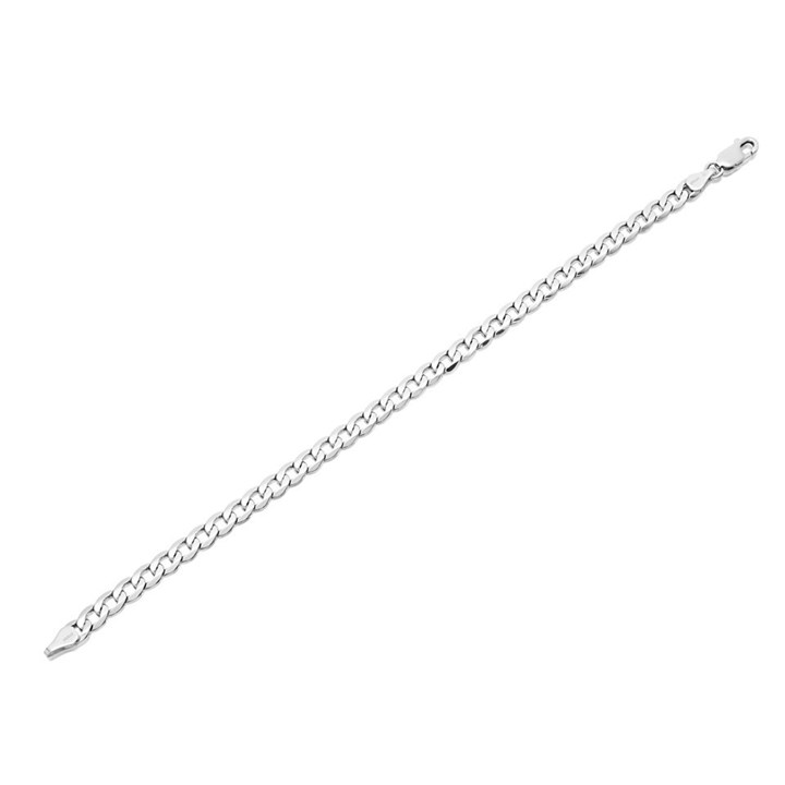 9ct White Gold 5mm Wide Curb Bracelet - 7.5in - G7221