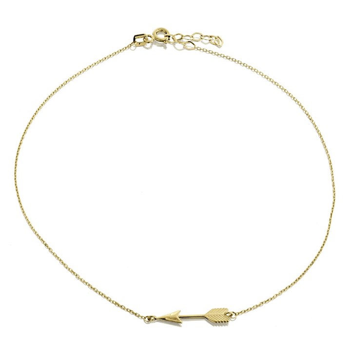 9ct Gold Arrow Anklet - 11in - G7921